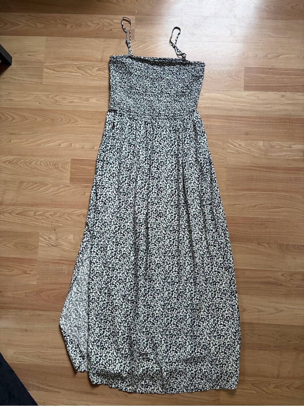 Reitmans Smocked Black and White Floral Maxi Dress